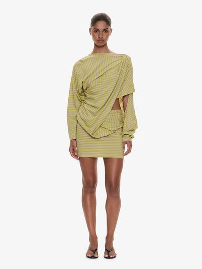Aiba Draped Cotton Jersey Long Sleeve Dress