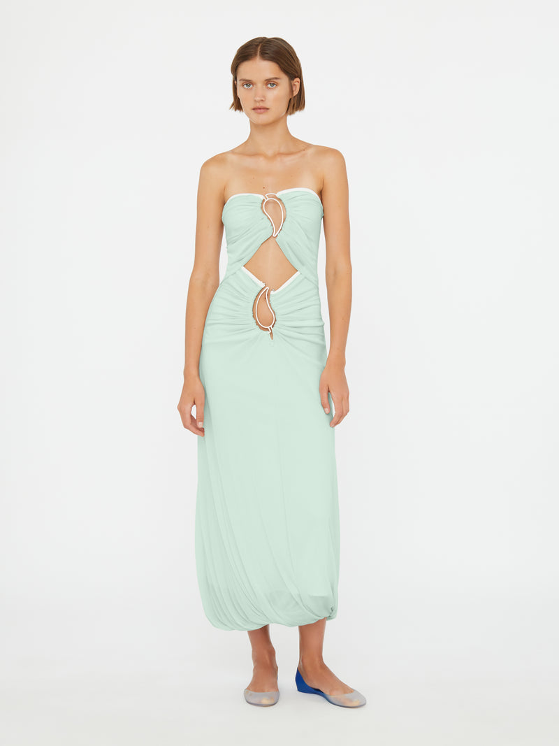 Paisley Overlay Encased Strapless Dress - Image 1