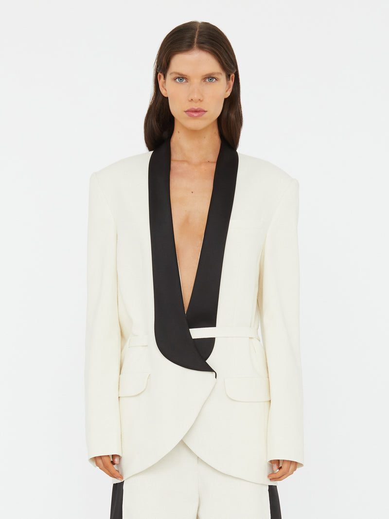 Tuxedo Contrast Silk Blazer - Image 1