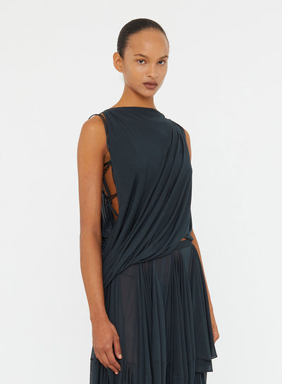 Macrame Silk Knot Dropped Armhole Top