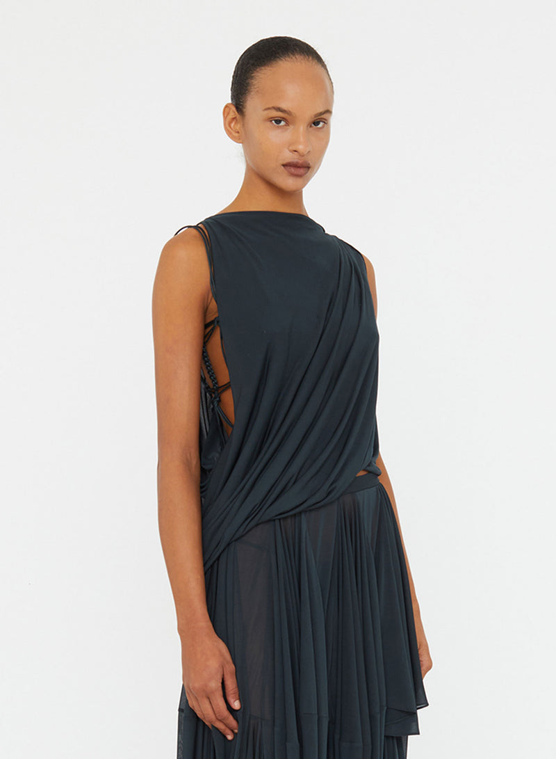 Macrame Silk Knot Dropped Armhole Top - Image 1