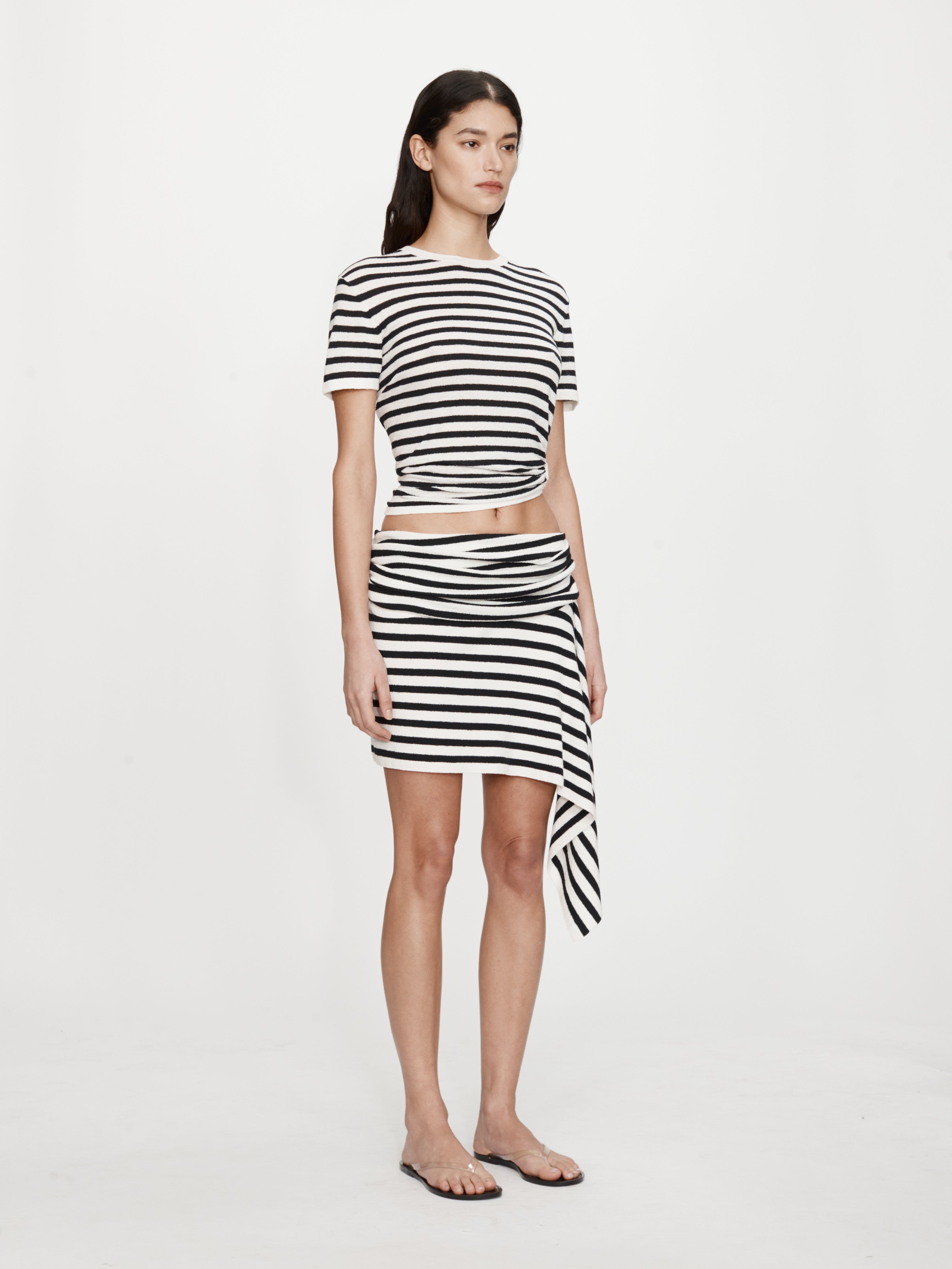 Stripe Knit Ruched Orbit Tee