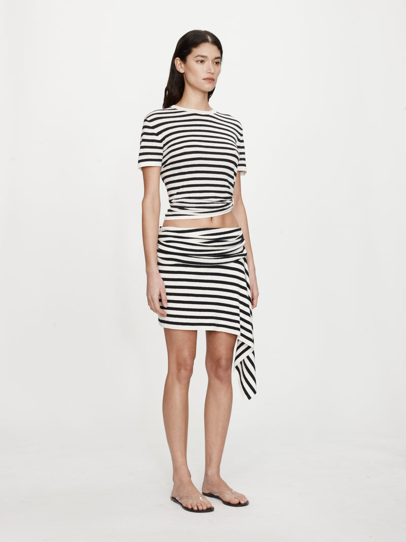 Stripe Knit Extension Drape Mini Skirt - Image 2