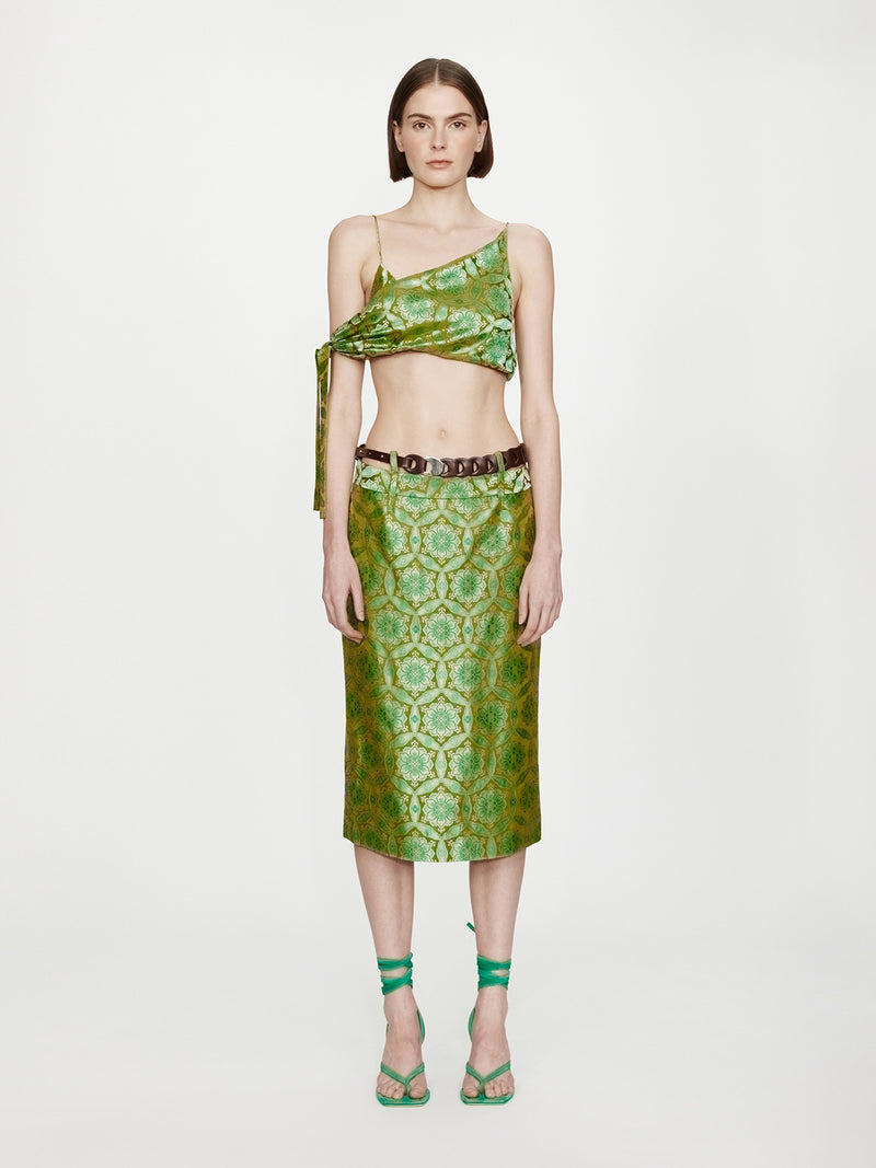 Palmira Leather Belted Midi Skirt - Image 1