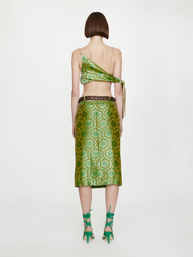 Palmira Leather Belted Midi Skirt