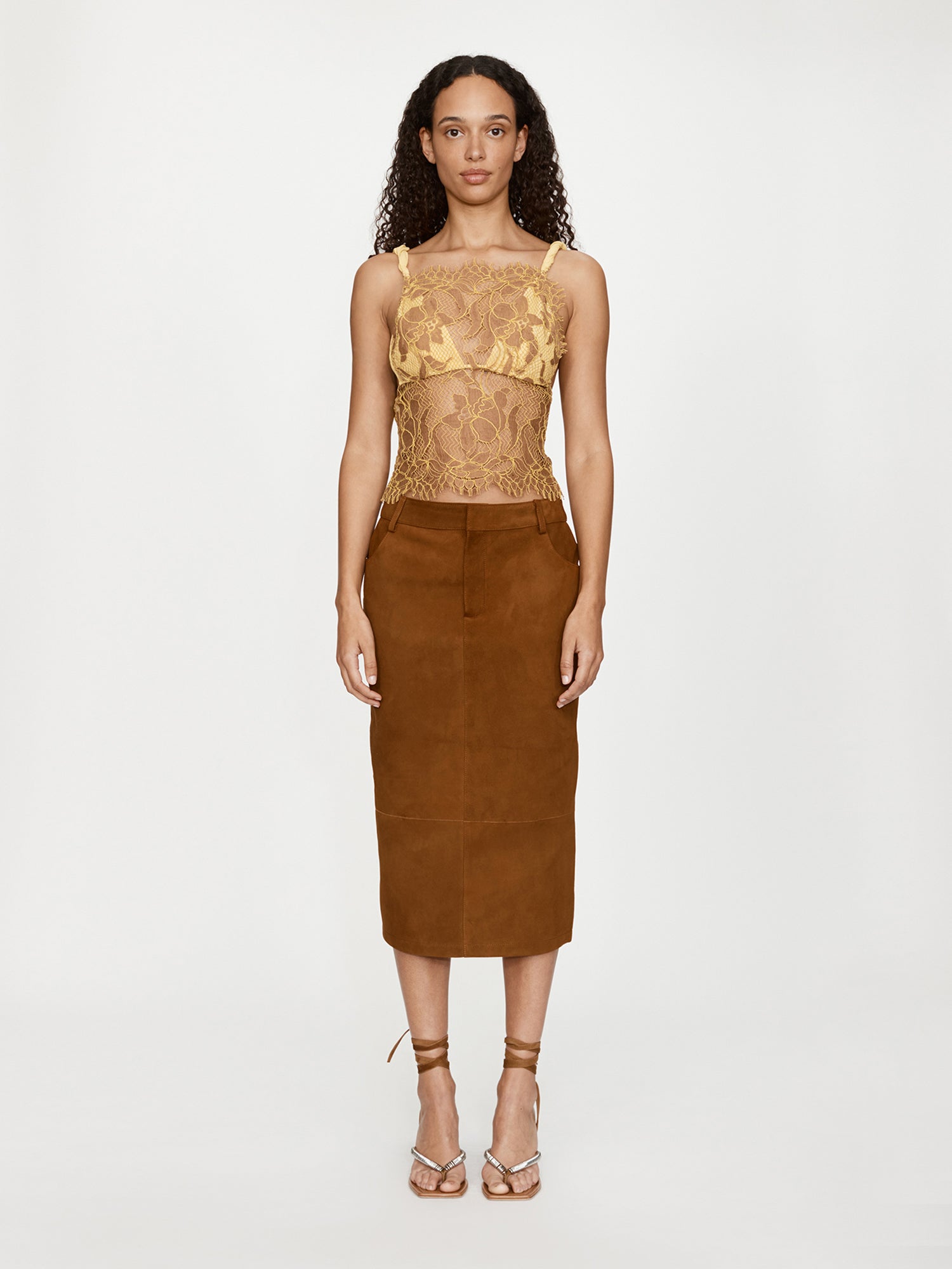 Aluna Lace Draped Silk Cami