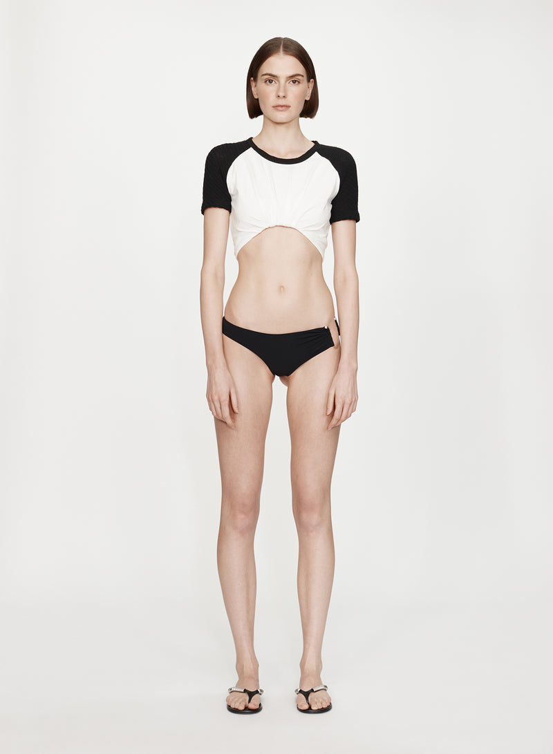 Tucked Ringer Jersey Knit Tee - Image 1