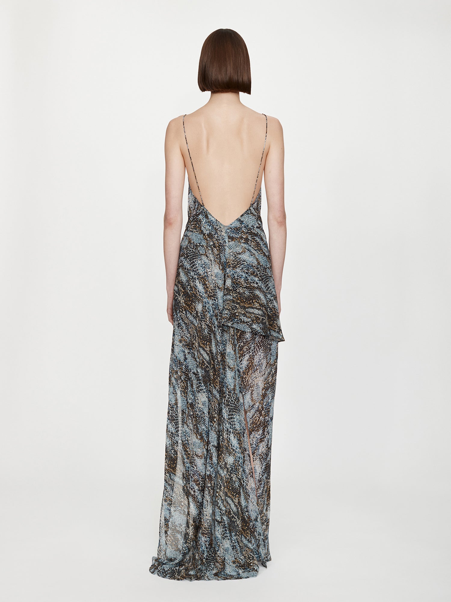 Cowl Hip Slip Print Dress