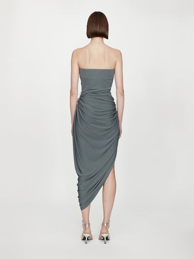 Orica Crystal Ruched Jersey Strapless Dress