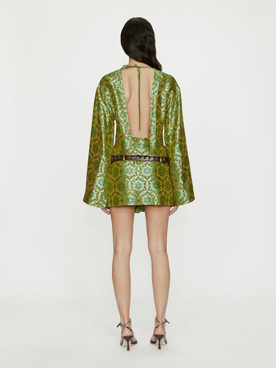 Palmira Leather Belted Long Sleeve Mini Dress