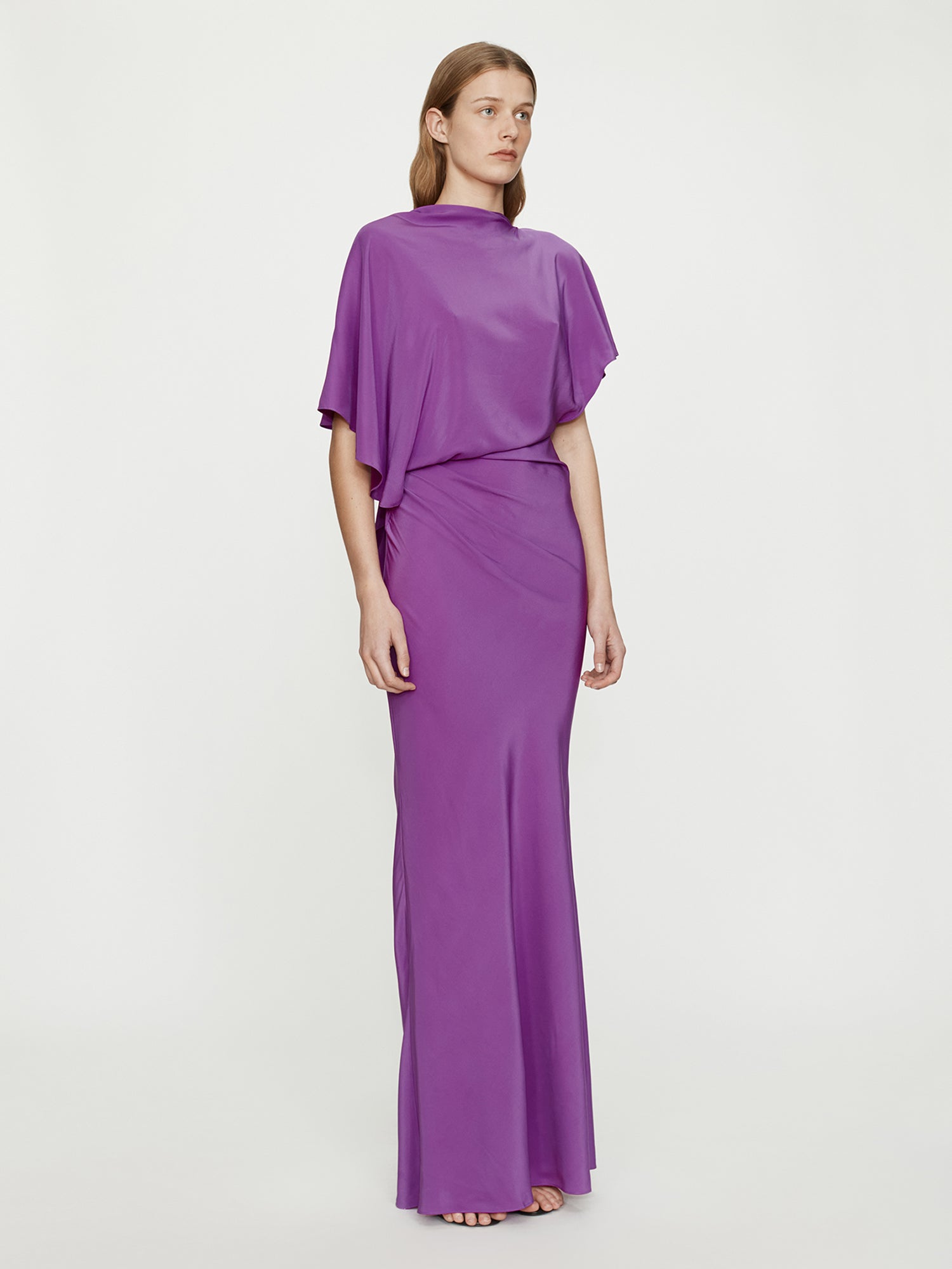 Backless Drape Satin Dress