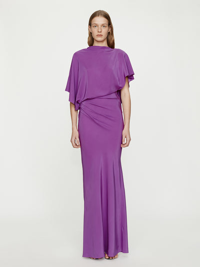 Backless Drape Satin Dress