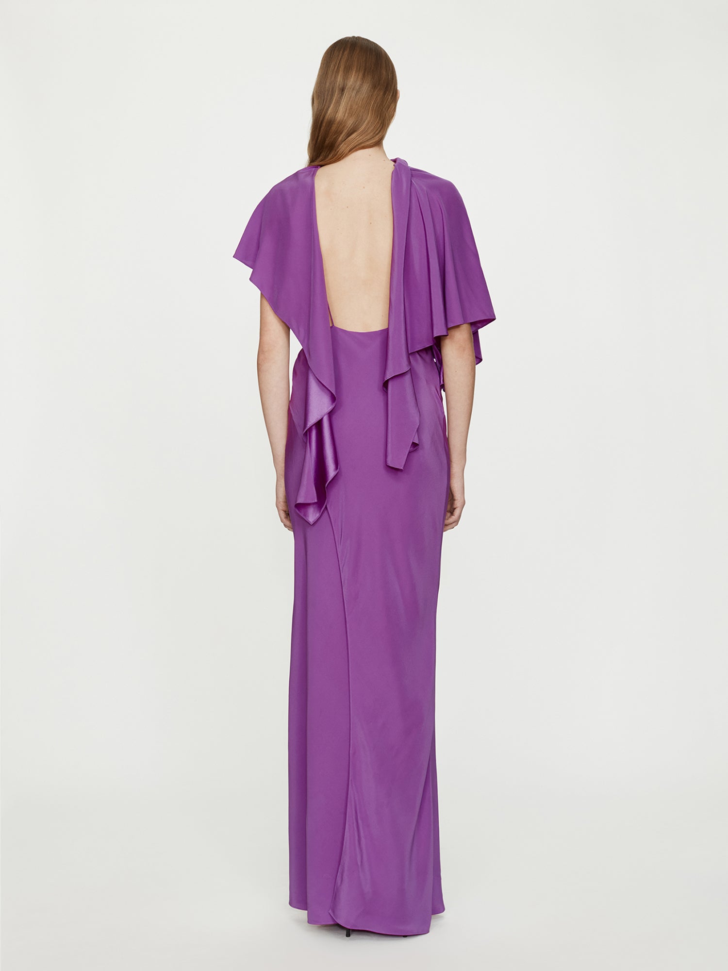 Backless Drape Satin Dress