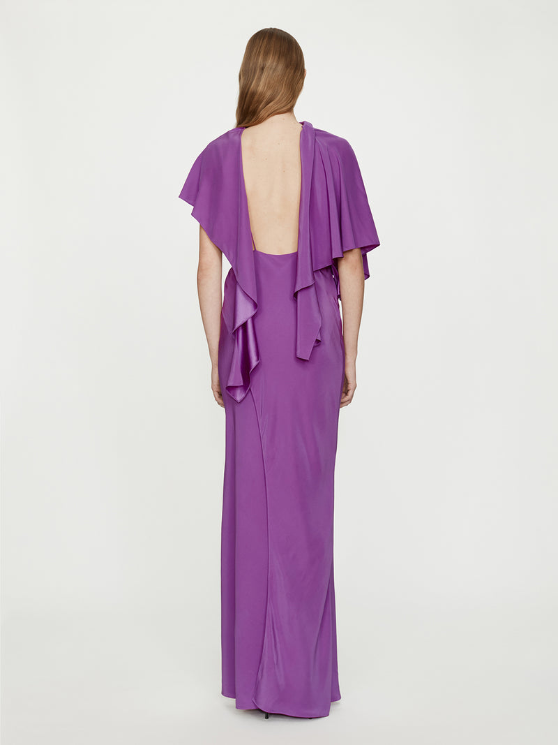 Backless Drape Satin Dress - Image 2