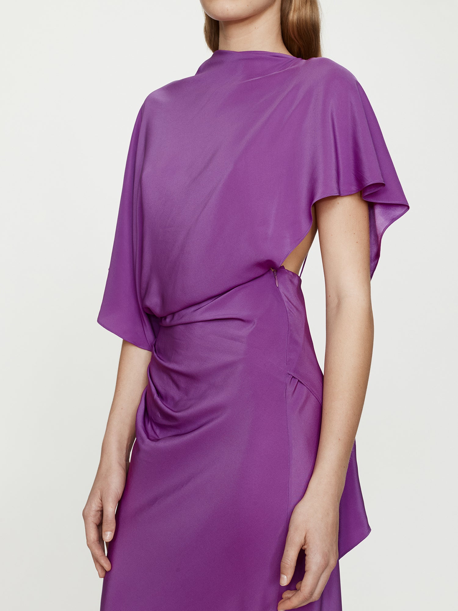 Backless Drape Satin Dress