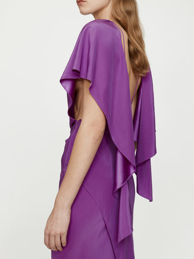 Backless Drape Satin Dress