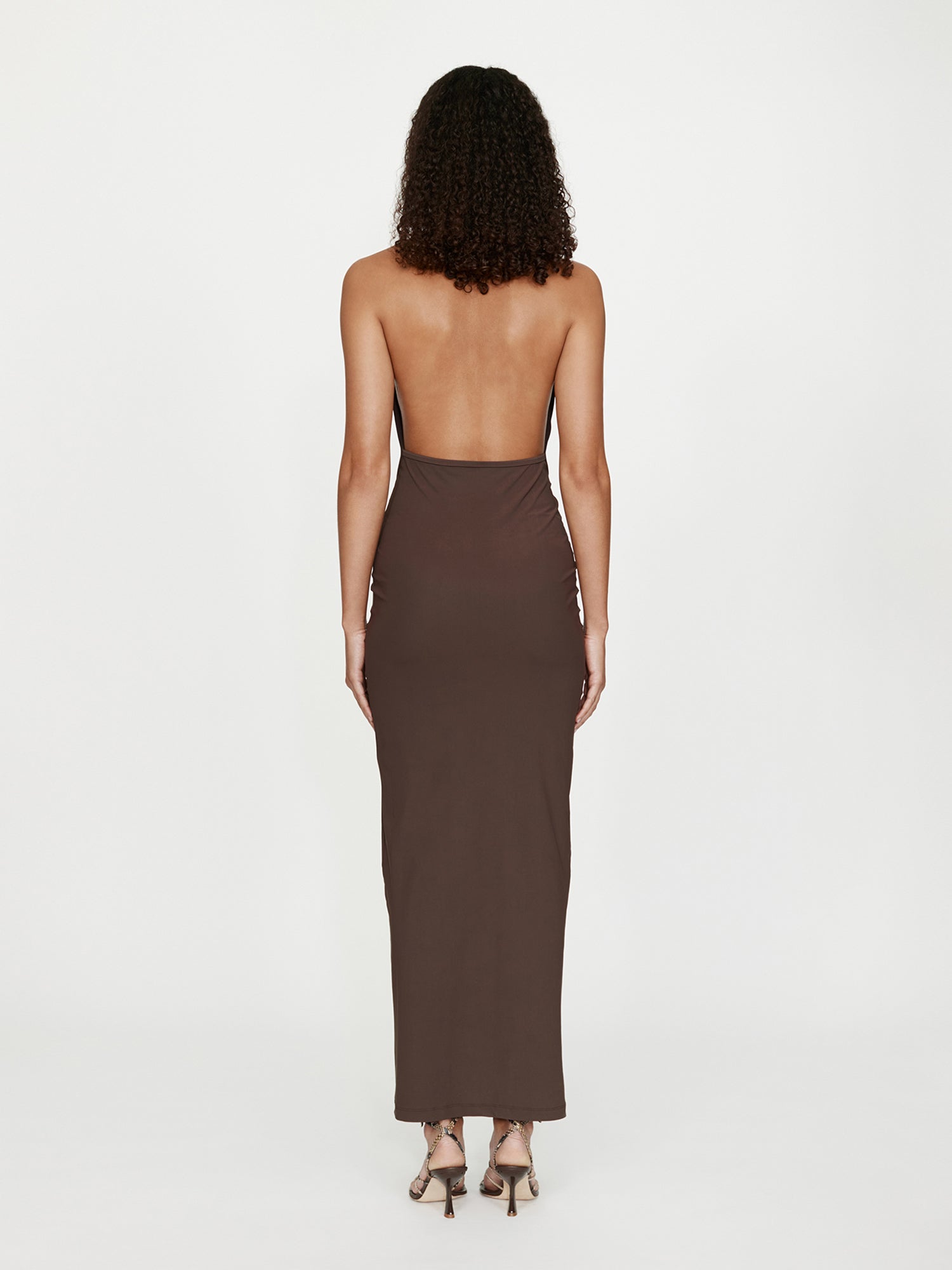 Mineral Stone Ruched Halter Lycra Dress