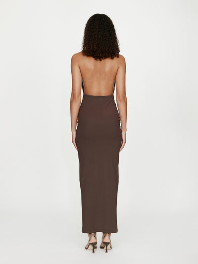 Mineral Stone Ruched Halter Lycra Dress