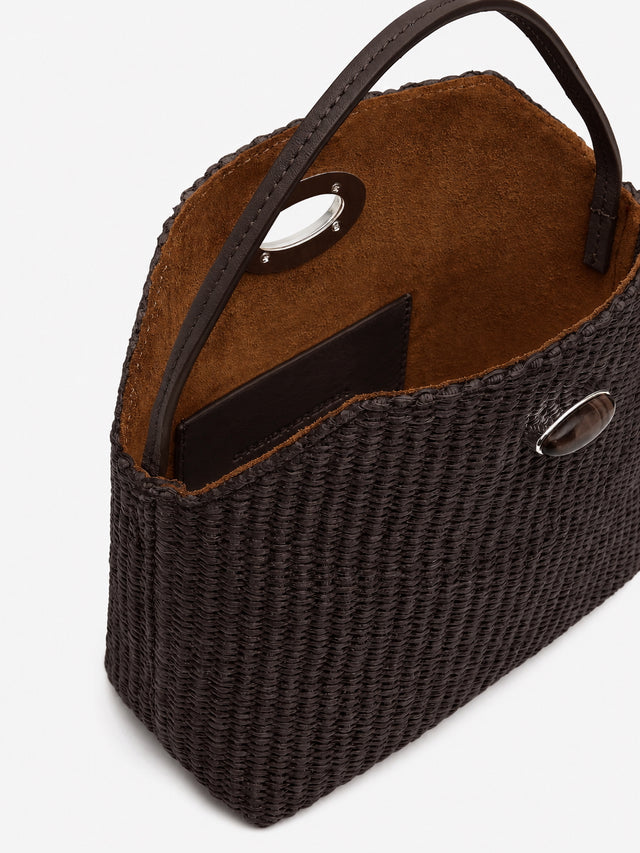 Turnlock Raffia Mini Bag