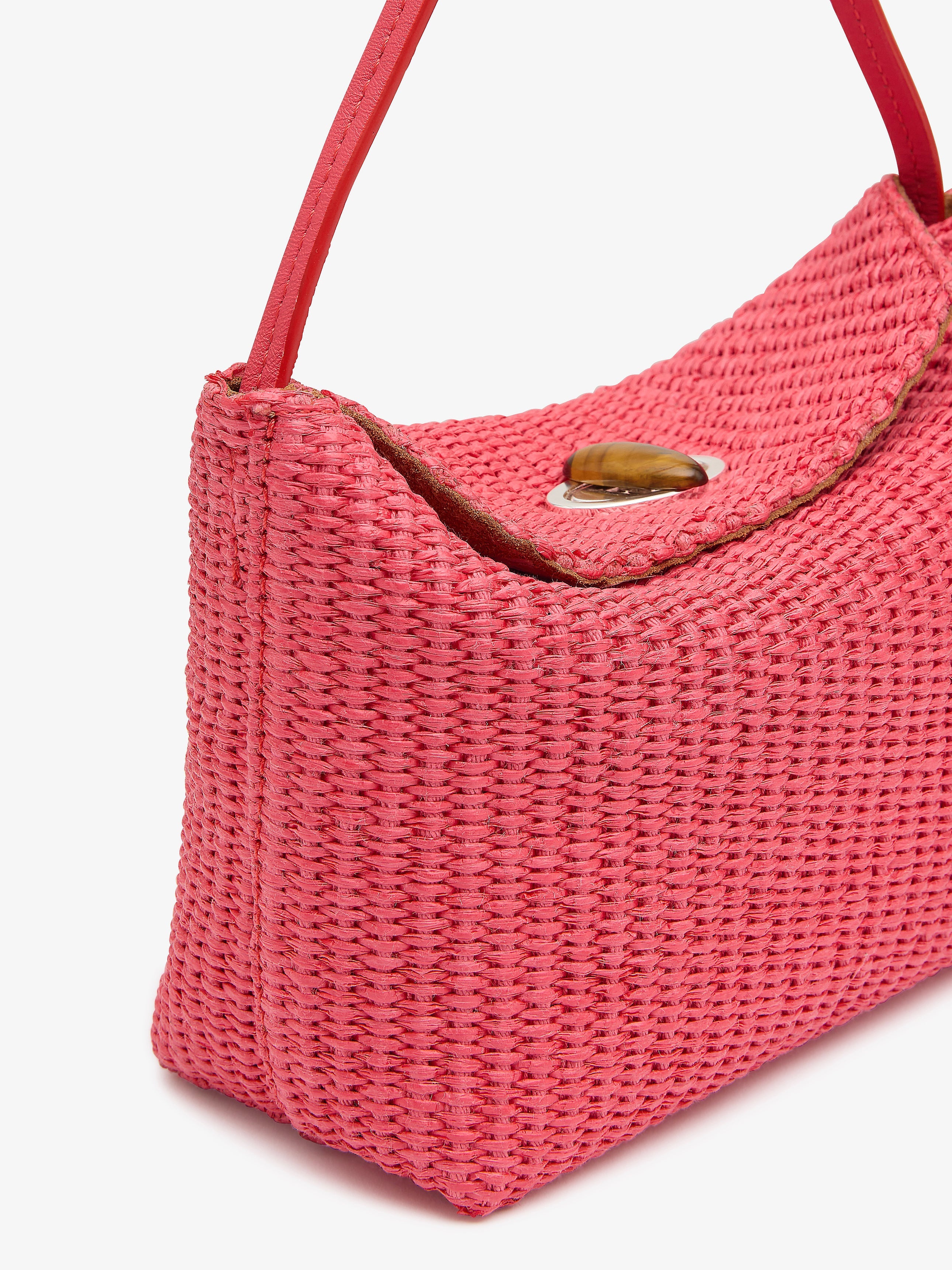 Turnlock Raffia Mini Bag