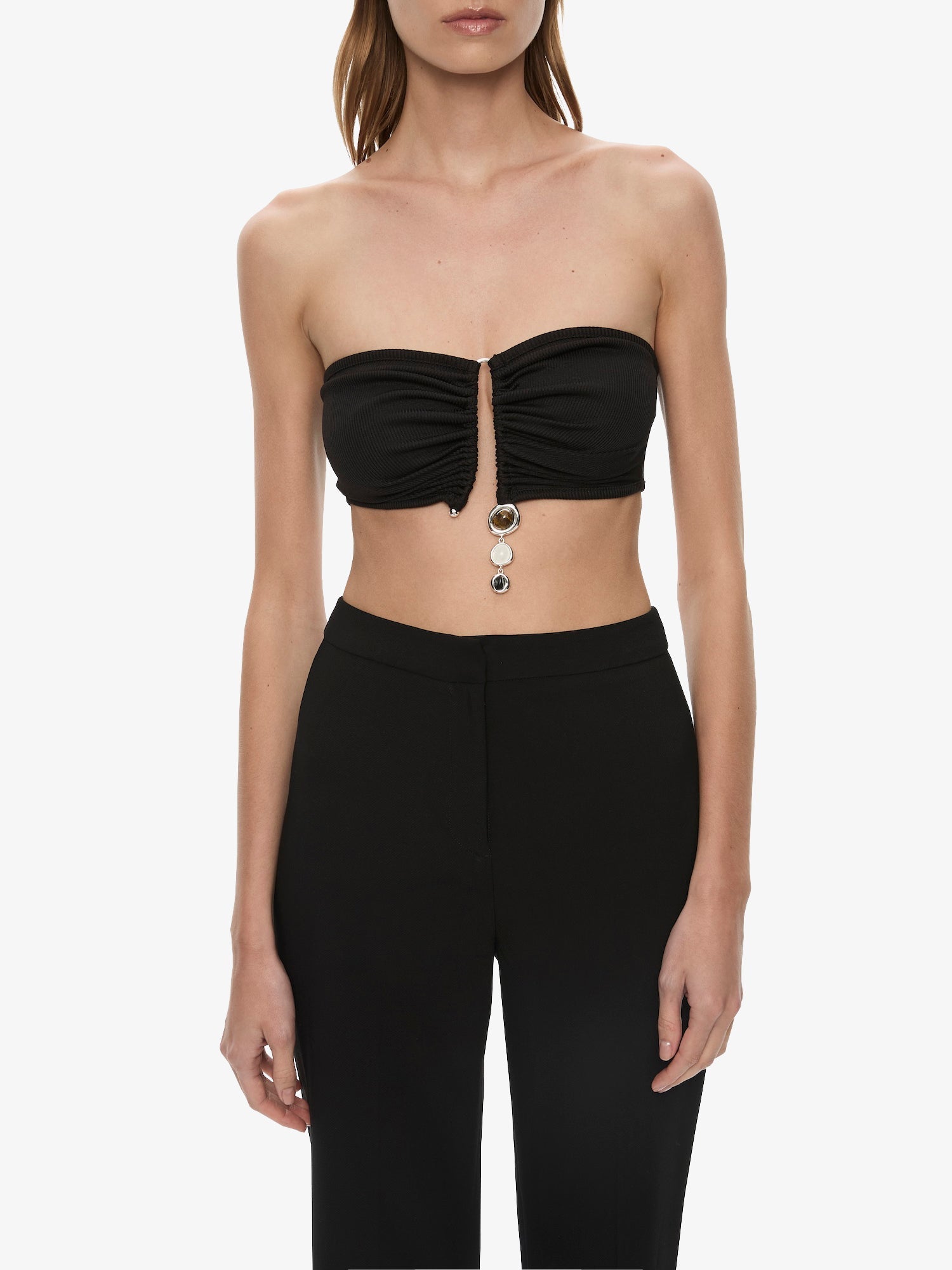 Droplet Crystal Pendant Ruched Bandeau