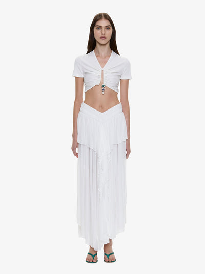 Droplet Crystal Pendant Ruched Tee