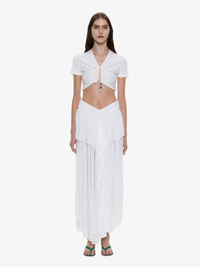 Droplet Crystal Pendant Ruched Tee