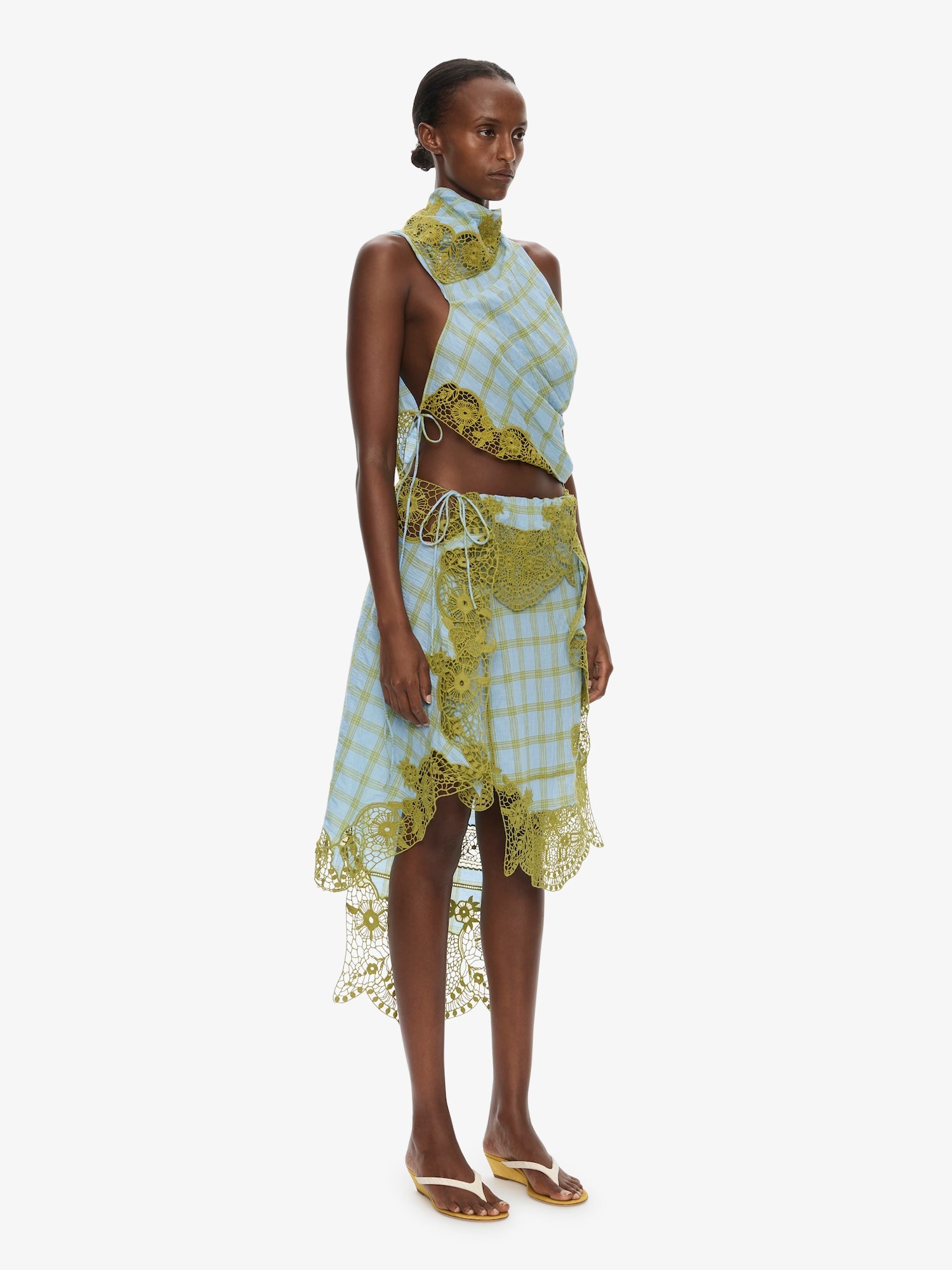 Embroidered Handkerchief Envelope Midi Skirt