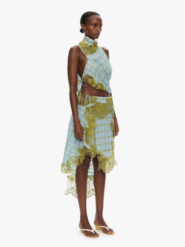 Embroidered Handkerchief Envelope Midi Skirt