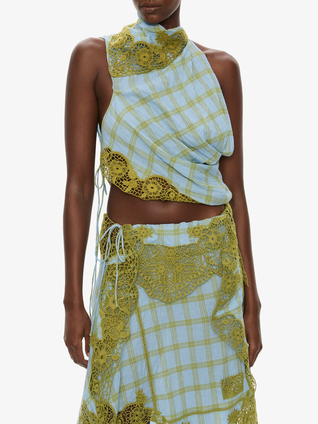 Embroidered Handkerchief Envelope Midi Skirt