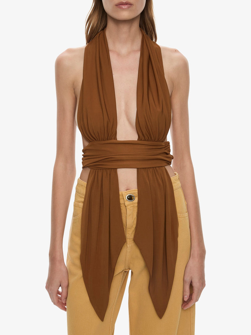 Scarf Draped Halter Top - Image 3