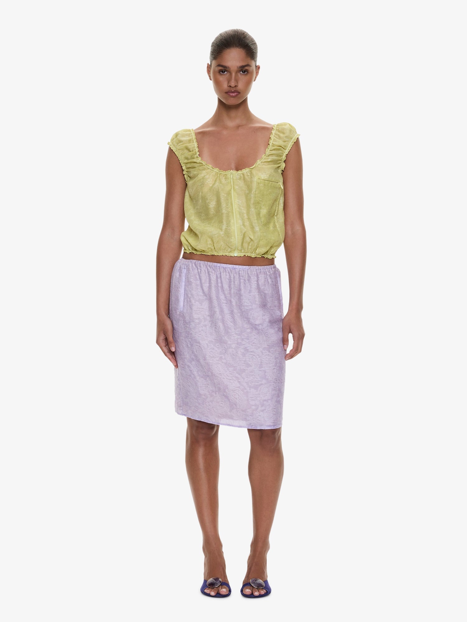 Light Leak Jacquard Zip Up Top