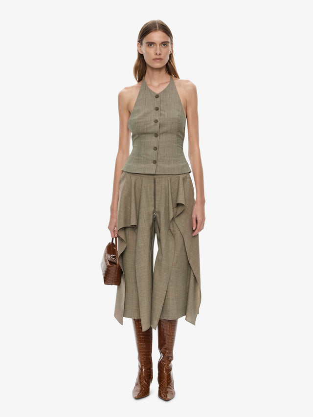 Tropical Wool Split Trouser Skirt