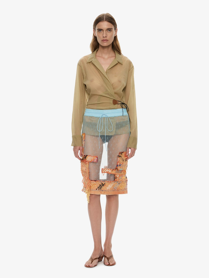 Kirk Mottled Sheer Leather Tie Shirt - Image 2