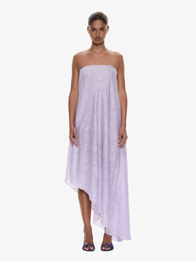 Light Leak Jacquard Cascade Strapless Dress