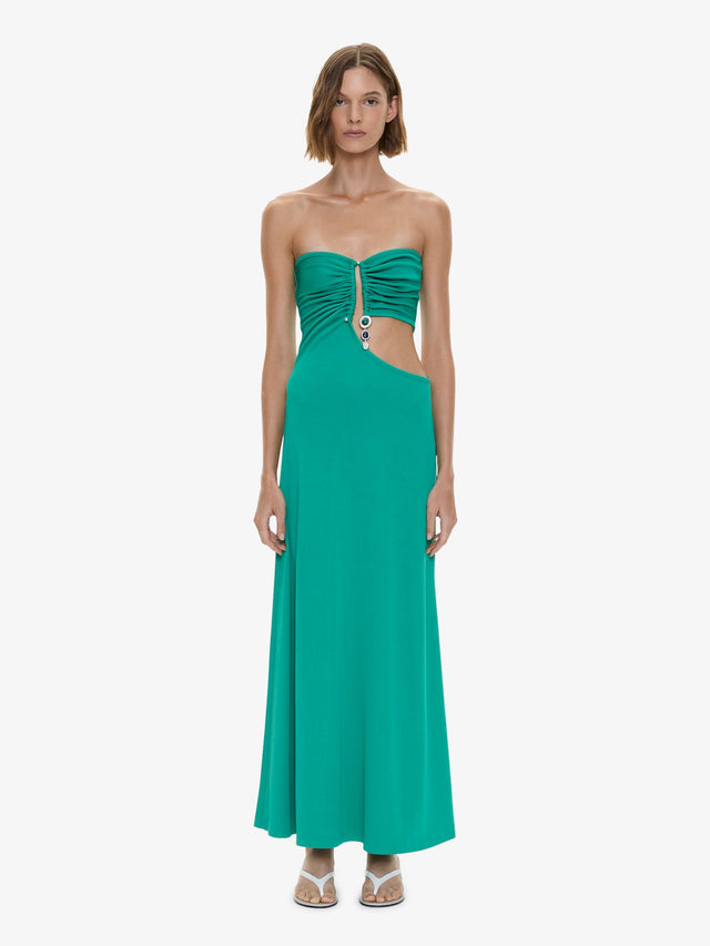Droplet Crystal Pendant Strapless Dress