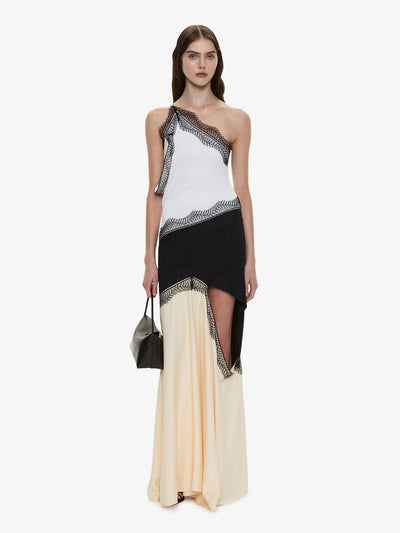 Keira Split Lace One Shoulder Cutaway Dress