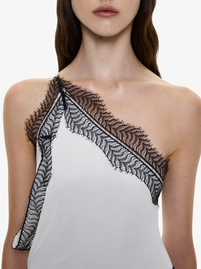 Keira Split Lace One Shoulder Cutaway Dress