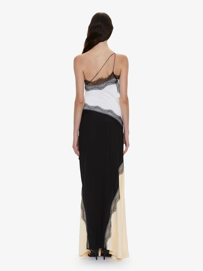 Keira Split Lace One Shoulder Cutaway Dress