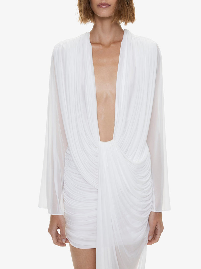 Ripple Drape Long Sleeve Mini Dress - Image 3