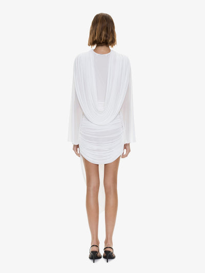 Ripple Drape Long Sleeve Mini Dress
