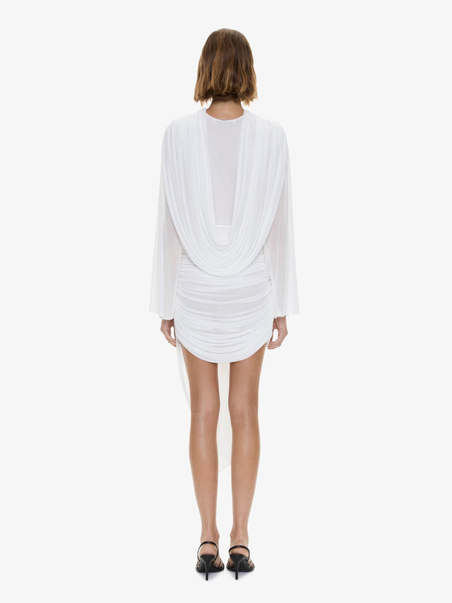 Ripple Drape Long Sleeve Mini Dress