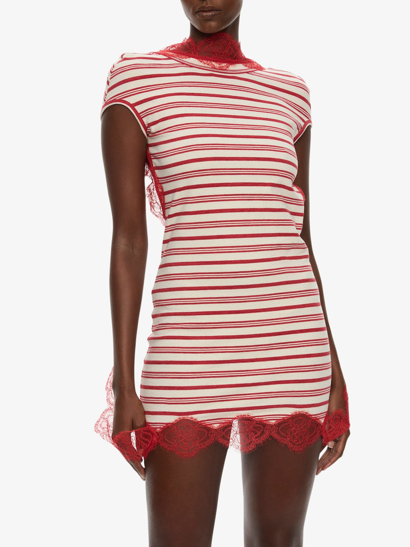 Stripe Jersey Lace Trimmed Tee Dress - Image 4