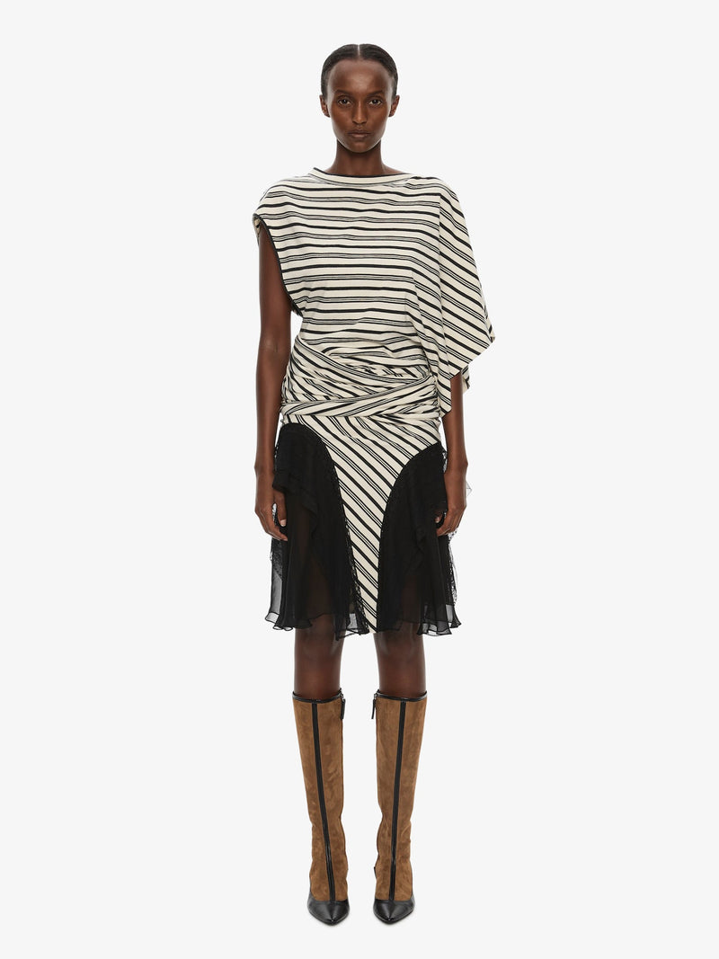 Striped Jersey Panelled Tee Dress - Image 1