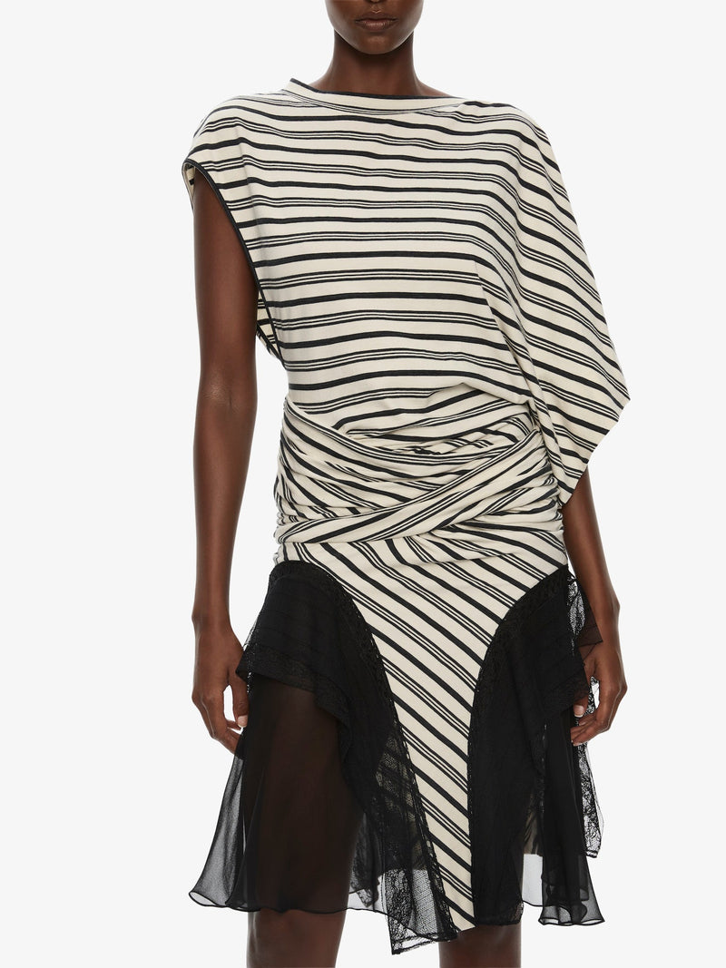 Striped Jersey Panelled Tee Dress - Image 4