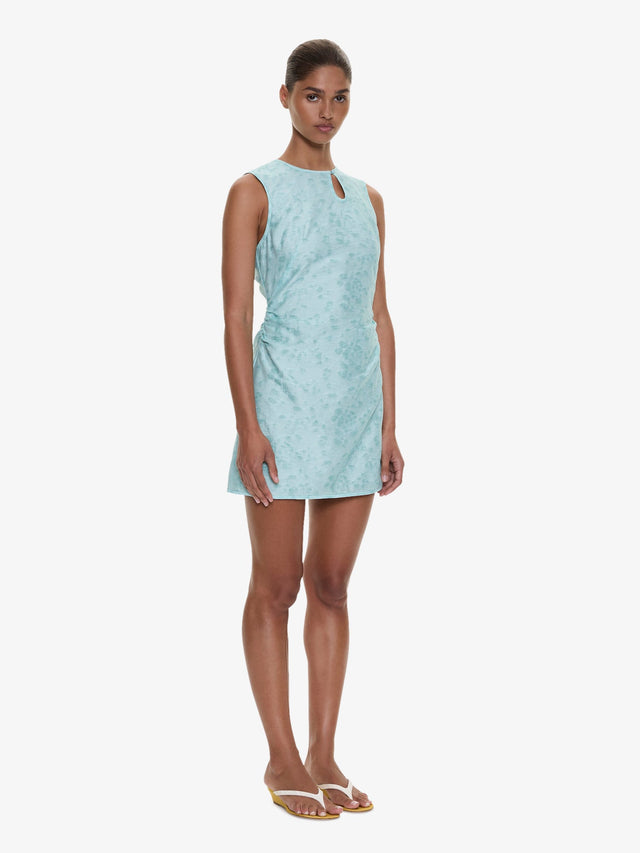 Christopher Esber Light Leak Jacquard Loophole Mini Dress in Blue Size 14