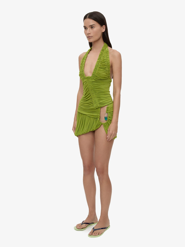 Christopher Esber Beach Glass Bubble Mini Dress in Green