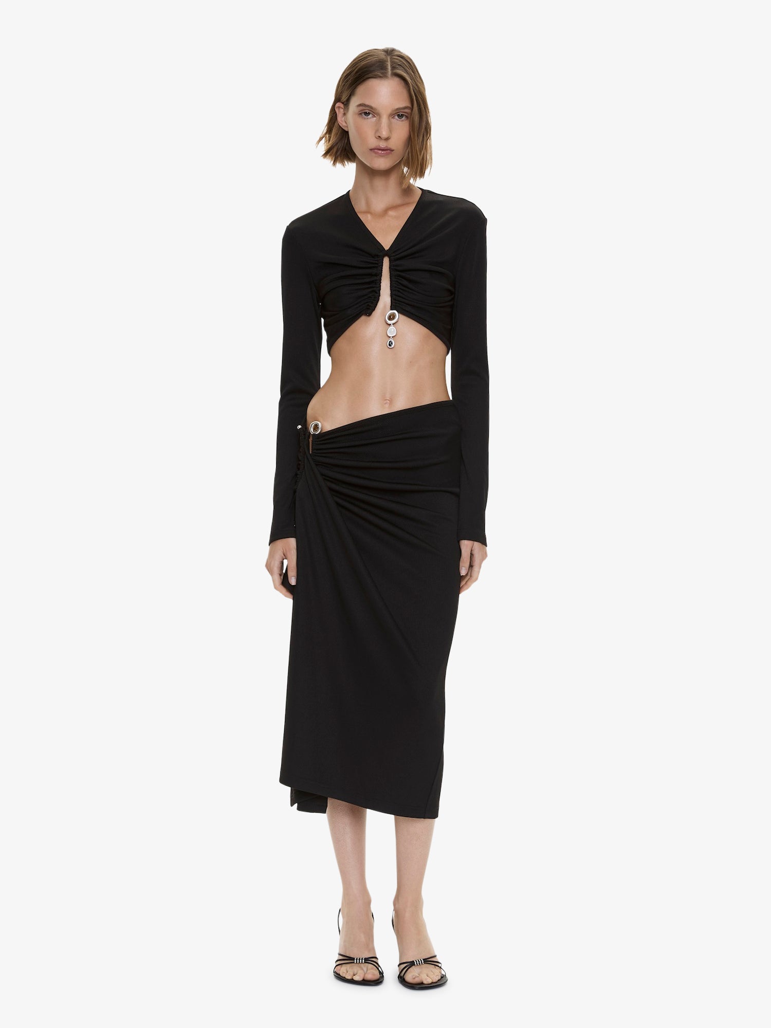 Droplet Crystal Pendant Long Sleeve Top