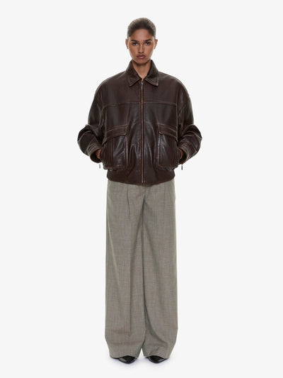 Tropical Wool Leather Waisted Trouser