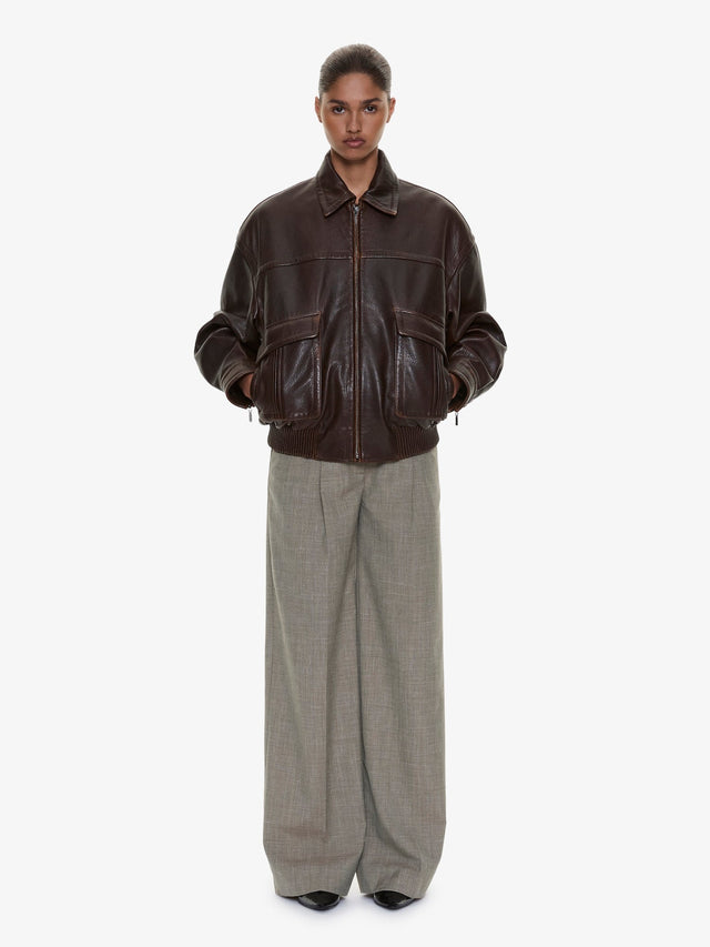 Tropical Wool Leather Waisted Trouser
